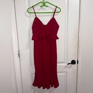 SHEIN Ruffle Hem Peplum Cami Midi Dress